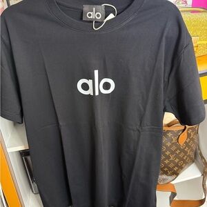 ALO Yoga Black Tee with White Logo